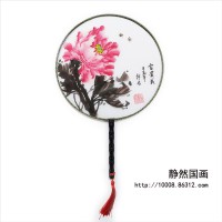 靜然國畫-牡丹圓扇-JR-YSMD-10002