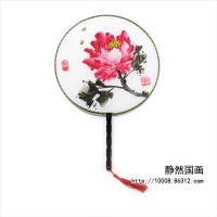 靜然國畫-牡丹圓扇-JR-YSMD-10004